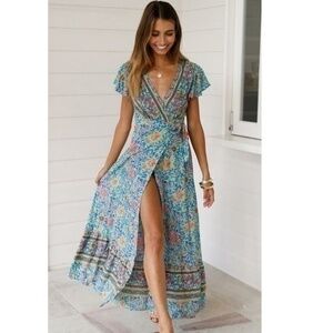 HOST PICK! BOHO MAXI WRAP BEACH DRESS S M